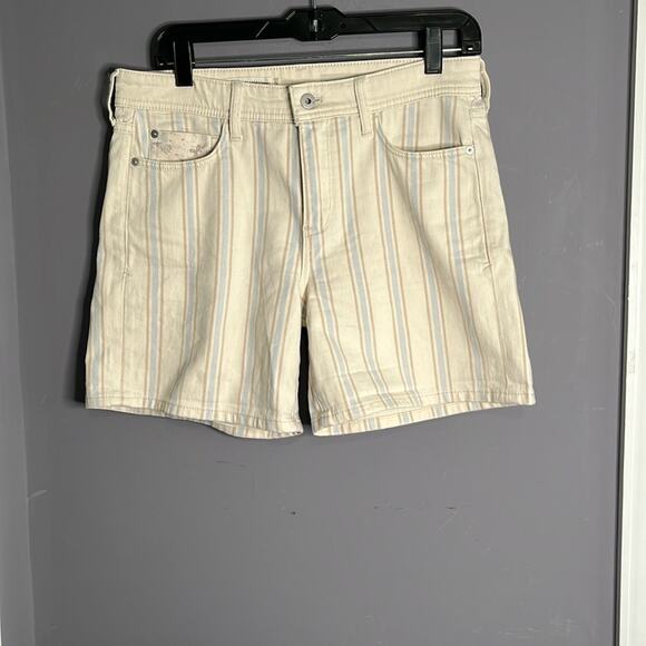 Anthropologie Pilcro Slim Boyfriend Blue and Tan Striped Shorts Size 27 - Picture 10 of 10